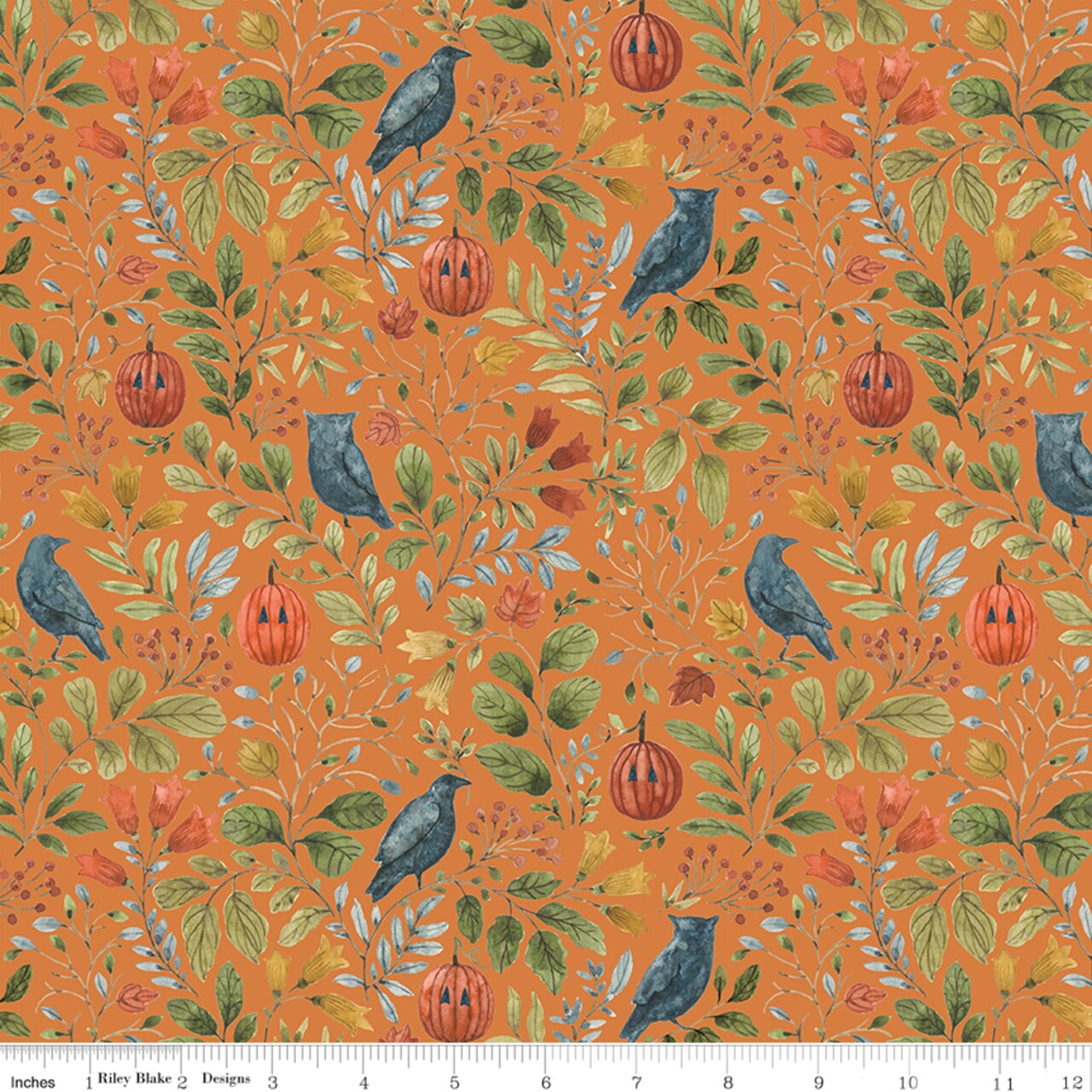 Foliage in Orange (cd15961-orange) | Trick or Treat | Lisa Audit | Riley Blake